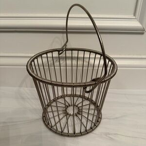 Hefty vintage silver French wire egg basket